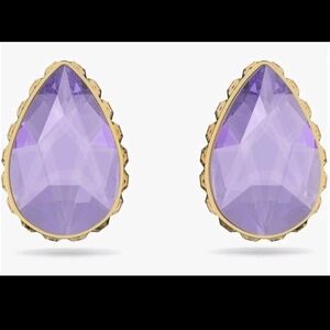 Swarovski Chroma Reversible Stud Earrings Lilac Drop Cut Crystal Gold To 5641405
